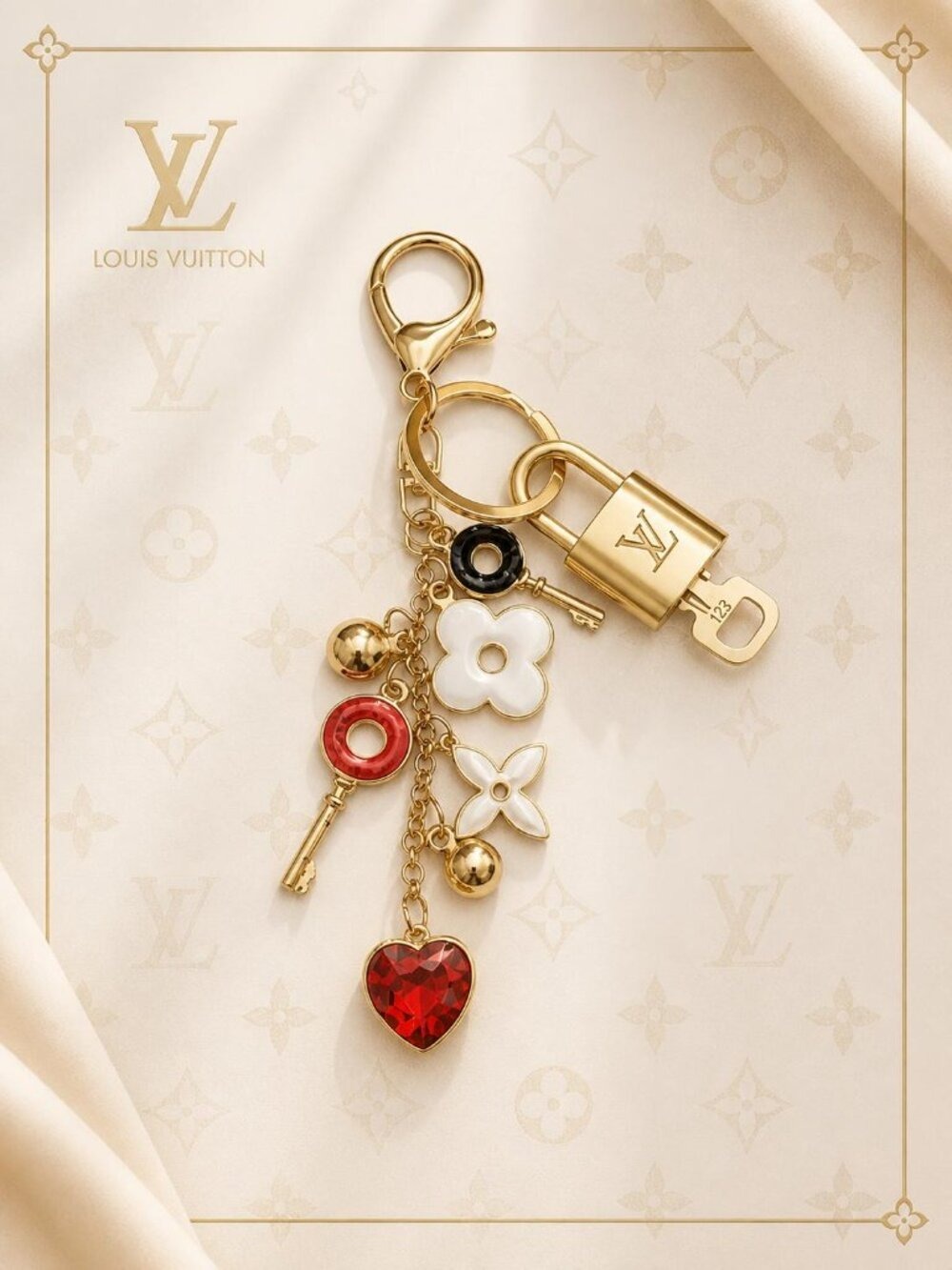 Authentic Louis Vuitton Gold Padlock 🔒 Shiny LV Key + Unbranded Bag Charm